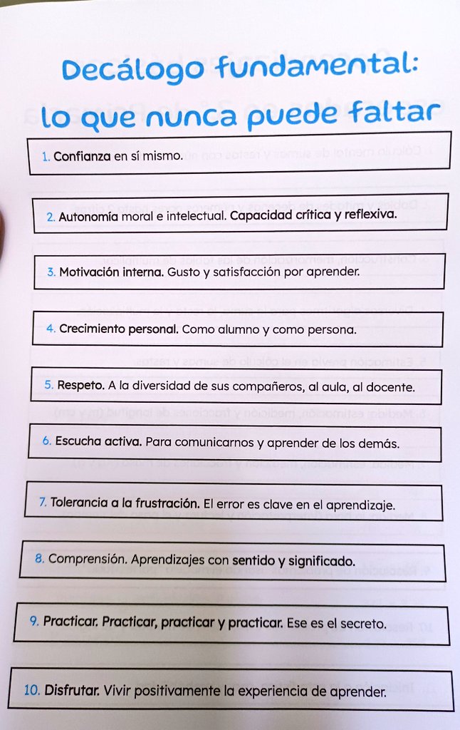 Decálogo. Esta página la pongo y la pondré en todos mis materiales.
Sin esto, no hay nada. Ni mates, ni nada.