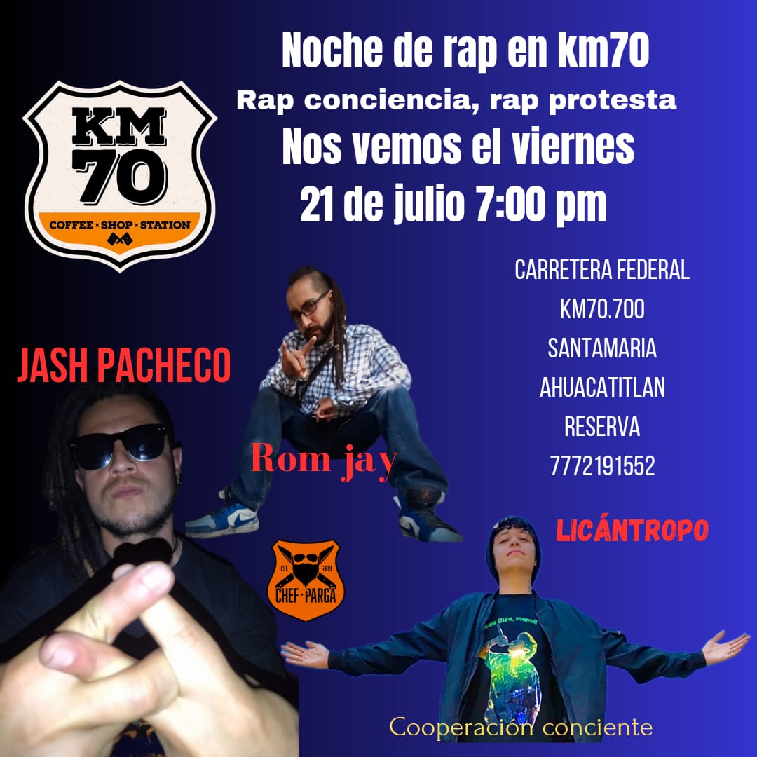 JashPacheko's tweet photo. #GenteSeria in in da jaus! La #ZSP presente en #KM70 viernes 7:00 pm en punto.. Una chelita.. Un relax escuchando rap protesta! #Licantropo #RomJay #JashPacheko #JhiroMundo 💪😎🤠 #eslaJylaP https://t.co/P56lgAho2X