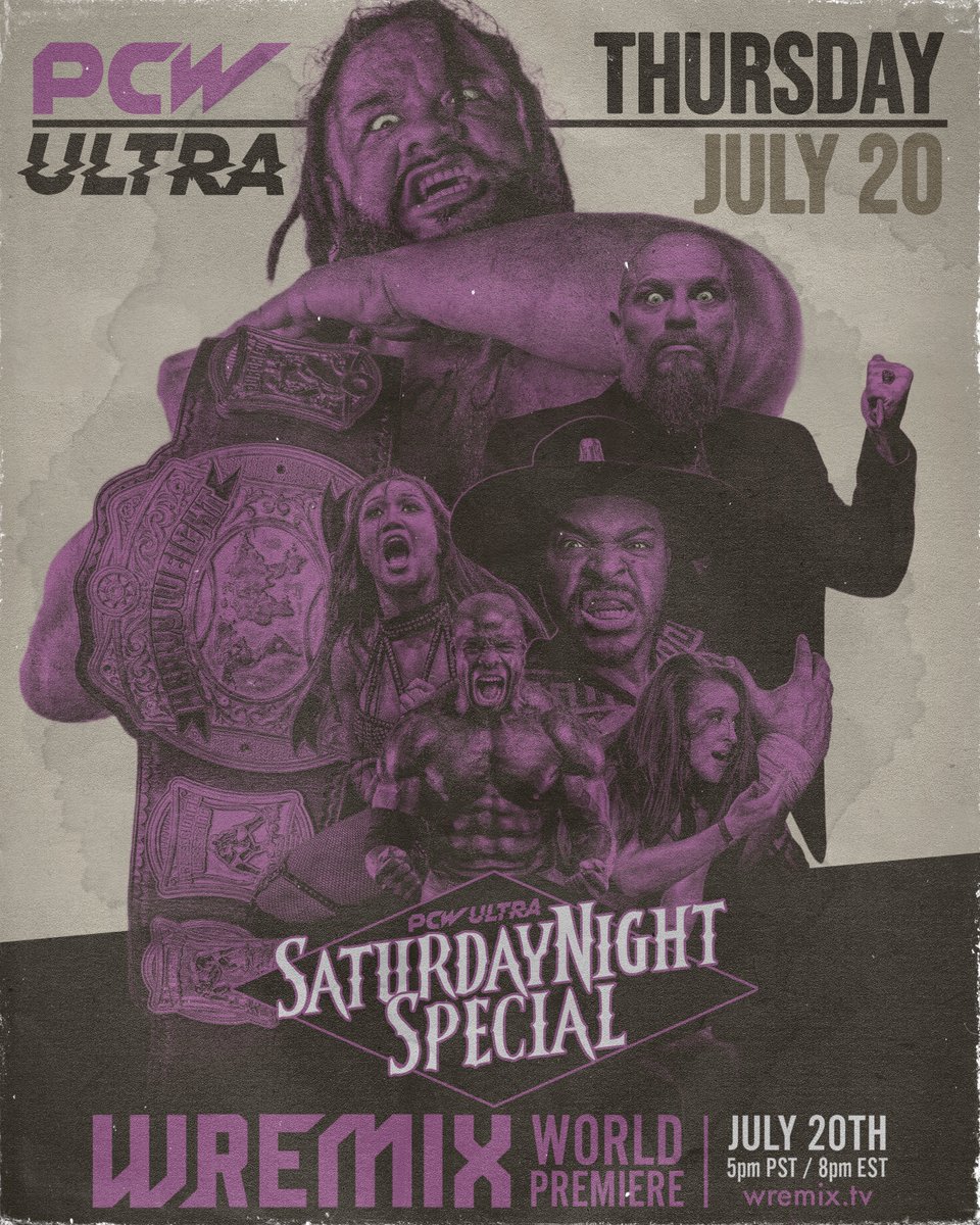 PCWULTRA's tweet photo. [WATCH @wremixtv ]  100% FREE!!!

WORLD PREMIERE!!!
PCW ULTRA "SATURDAY NIGHT SPECIAL"

MOOSE v FATU
MYRON REED v BRYAN KEITH
KiLYNN KING v VIVA VAN

THIS THURSDAY - 8pm EST / 5pm PST 
FREE FOR ALL at https://t.co/kPdmXaf0vE 

#wremix #ULTRA #pcwultra
