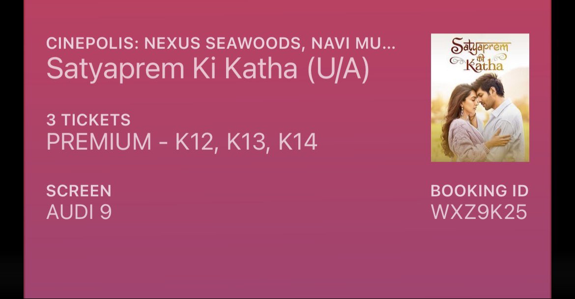 17Iffat's tweet photo. Extremely excited &amp; thrilled to watch SPKK for the 3rd time ❤️The very thought of seeing Kartik as Satya is giving me goosebumps. ❤️❤️❤️
Kartik you are awesome ❤️ Wish you the best in everything to do. ❤️❤️❤️
@TheAaryanKartik #spkk #kartikaaryan #SatyaPremKiKatha #kartikaaryanfan https://t.co/yflN3uY3vM