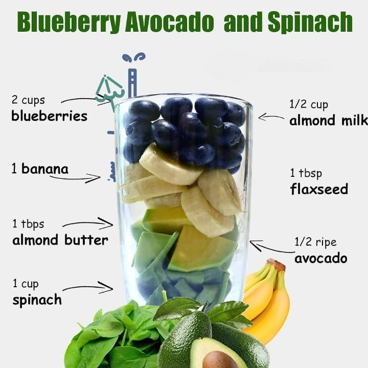 helendean558's tweet photo. Start your morning with a burst of antioxidants and nutrients by sipping on a Blueberry Avocado and Spinach Smoothie. Just blend 2 cups blueberries, 1/2 cup almond milk, 1 banana, 1 tbsp flaxseed, 1 tbsp almond butter, and 1/2 ripe avocado. Cheers to your health! #HealthyMorning https://t.co/ksrrHC822u