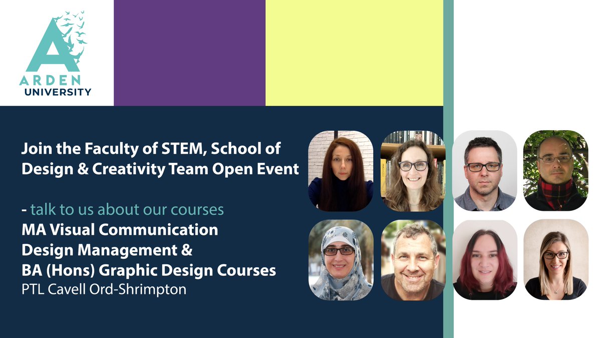 Join my team in the Faculty of STEM, School of Design &amp; Creativity at our Open Evenings, on the following dates: 
Wednesday 19th July – 4pm to 7pm – Lock 14, Birmingham 
Tuesday 01st August – 4pm to 7pm – Holborn 
Thursday 27th July – 4pm to 7pm – Linley House, Manchester