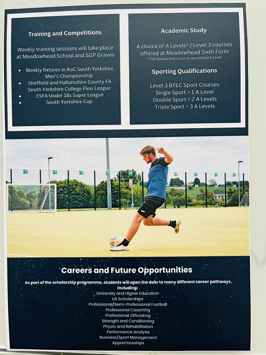 U11Abbey's tweet photo. Looking for an opportunity to play football as well as study for academic or sporting qualifications AND continue to play for Abbey Lane JFC? Look no further! 
Still chance to apply for September 2023.  Contact bakern@meadowhead.sheffield.sch.uk⚽️ 💛 🖤💛 https://t.co/2l9QJ7sxFb