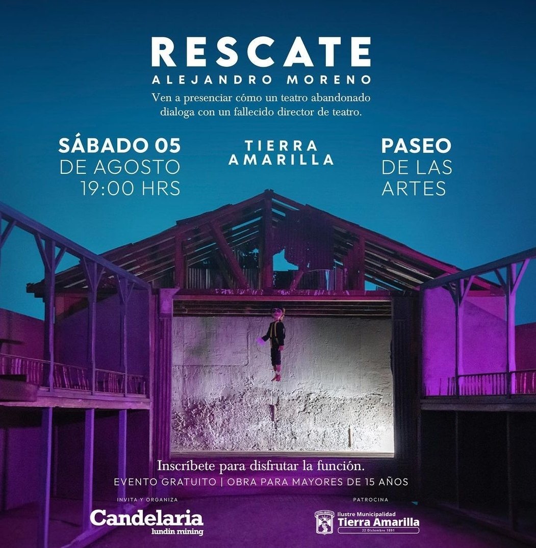Obra de teatro "Rescate" 
En Tierra Amarilla 
Inscripción en 👇
docs.google.com/forms/d/e/1FAI…
#Copiapó
#TierraAmarilla 
#Atacama