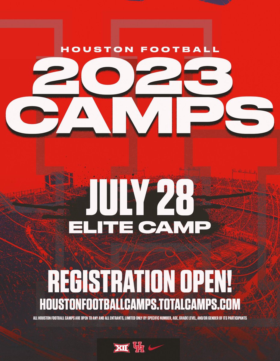 It’s almost time for the last camp of the summer. Sign up today! #GoCoogs 🔗: houstonfootballcamps.totalcamps.com/shop/EVENT