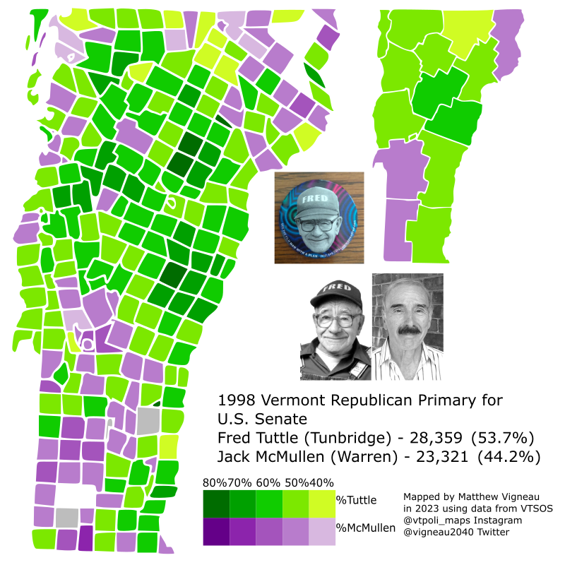 vigneau2040's tweet photo. In honor of Fred Tuttle's 104th birthday, I present the 1998 GOP Senate Primary in Vermont, in which Tunbridge farmer Fred Tuttle beat businessman Jack McMullen in one of the most interesting campaigns in #vtpoli history. https://t.co/m0HkwbmS0M