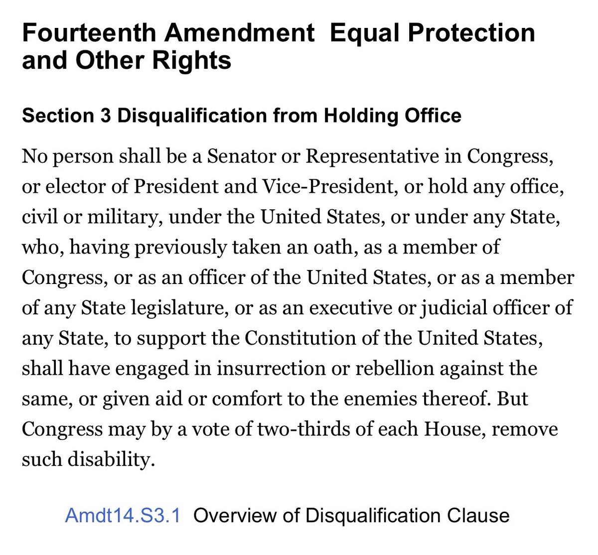 Fact the Republicans are trying to cover up:

Donald Trump disqualified himself for running for President by publicly comforting and aiding January 6 Insurrectionists.

Our Constitution clearly states this in the Disqualification Clause of our 14th Amendment. #TrumpisDisqualified