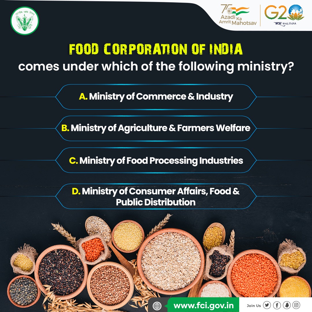 🌾Test your knowledge with Food Corporation of India with this Fun Quiz! 👇 Drop your answers in the comment section below. #Quiztime #FCIQUIZ #Funtrivia