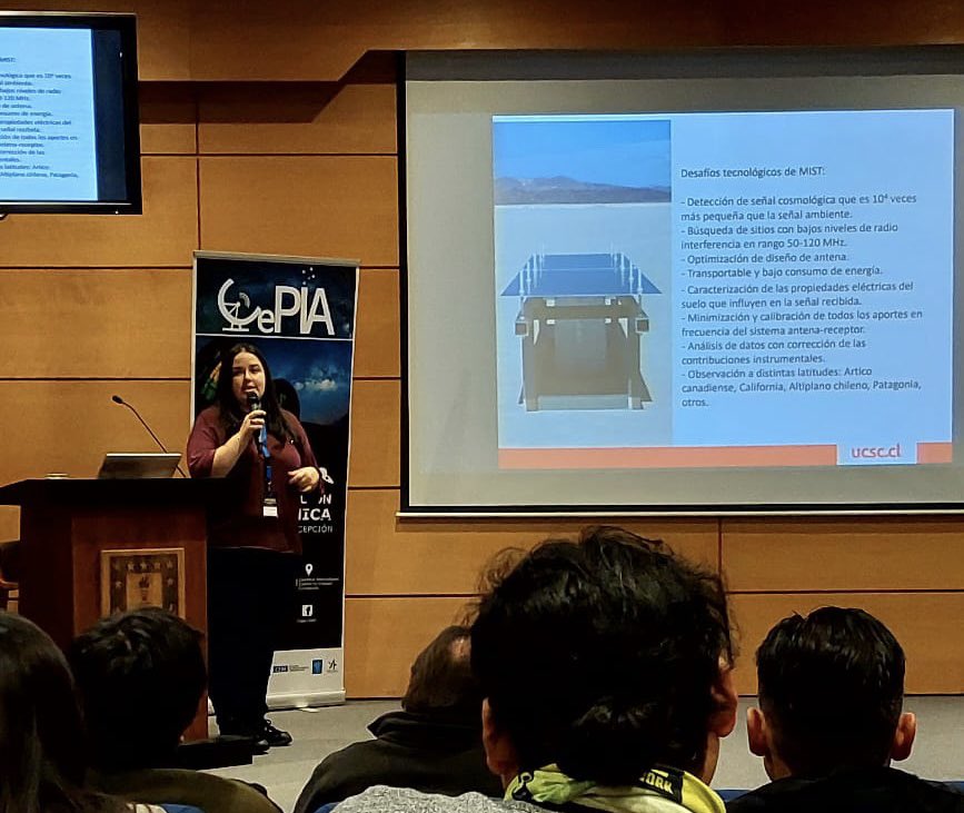 Lab_Astro_UCSC's tweet image. Nuestra tesista Cinthia Altamirano de @electrica_ucsc exponiendo sobre los avances realizados por LAIM en la Jornada de Astro-Tecnología e Innovación JAIN 2023 organizada por @CePIA_UdeC
