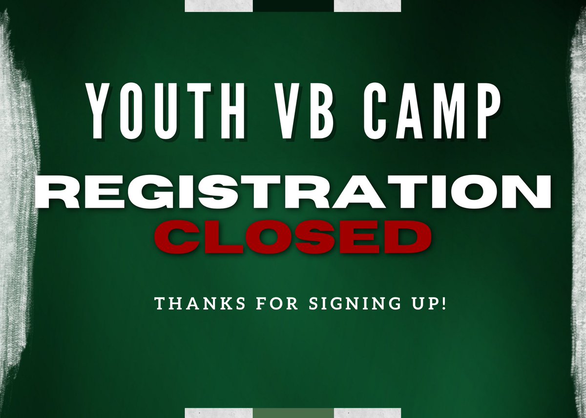 Registration for our Youth Volleyball Camp for next week is CLOSED! We are at capacity! 🙌🏻 Thank you to those who have signed up, we will see you next week! Go wildcats! 💚