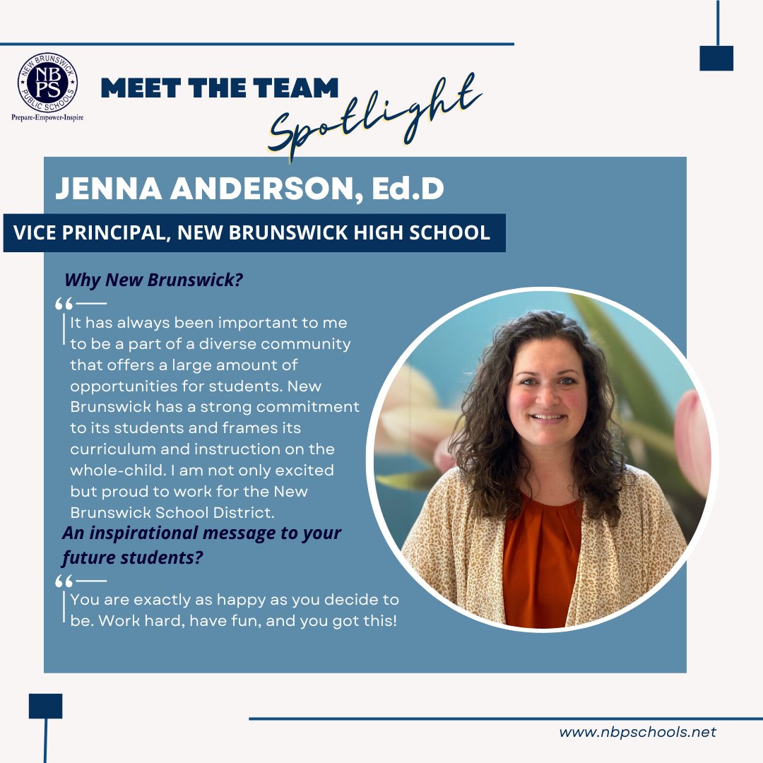 Join us in welcoming @DrAnderson_NBHS Jenna Anderson, Ed.D, Vice Principal at New Brunswick High School @NBHSZebras #NBPSmeettheteam #Allin4NB #NBPSletsgo!