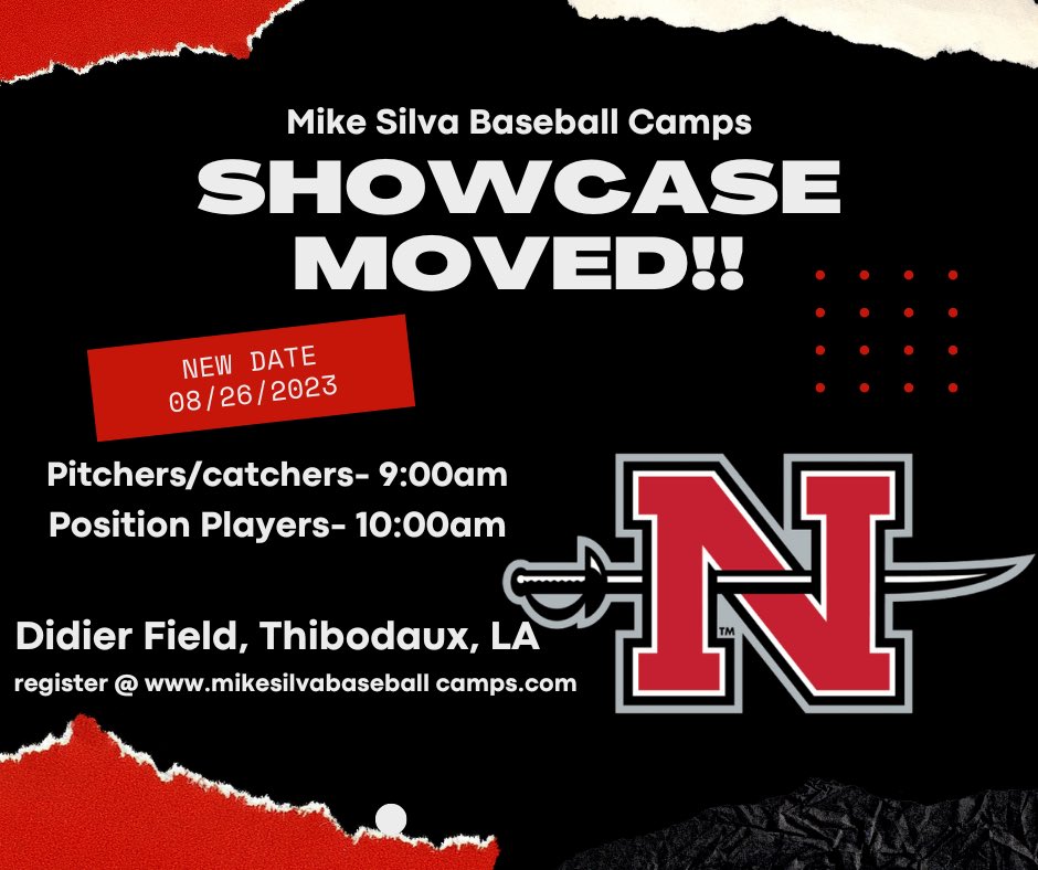 🚨New Showcase date! 08/26/23🚨Sign up @ mikesilvabaseballcamps.com