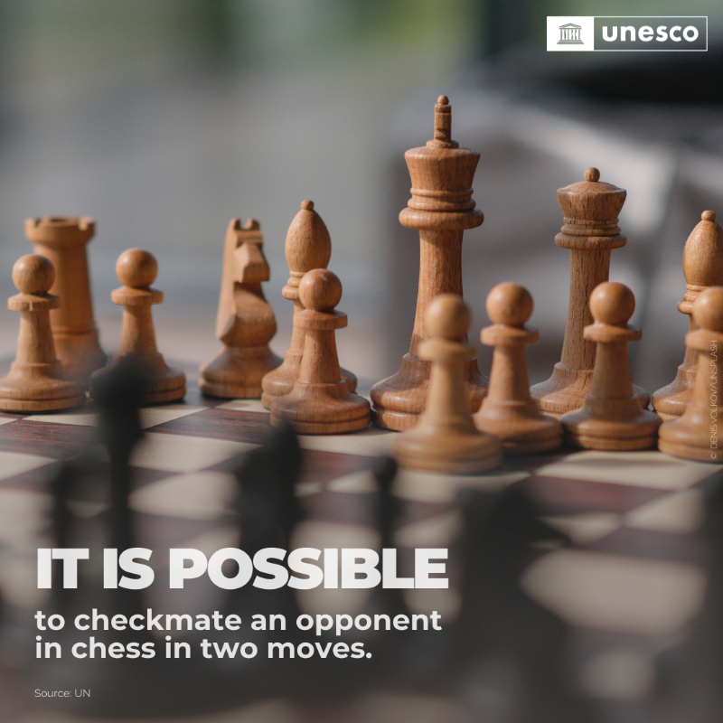 UNESCO's tweet photo. Happy #WorldChessDay! ♟️

#Chess, the ancient game of strategy, has captivated minds and inspired countless players for centuries.

Today we celebrate the power of chess to promote fairness, inclusion and mutual respect.

Learn five facts about this fascinating game! 👇