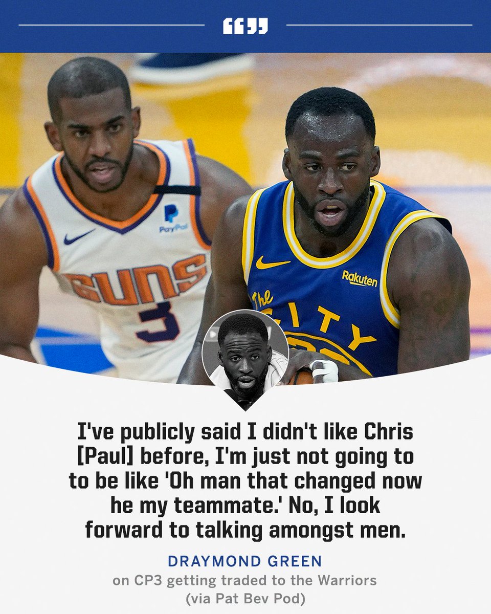 RT @ESPNNBA: Draymond opened up about his relationship with Chris Paul: https://t.co/XeDLBfxQ1U