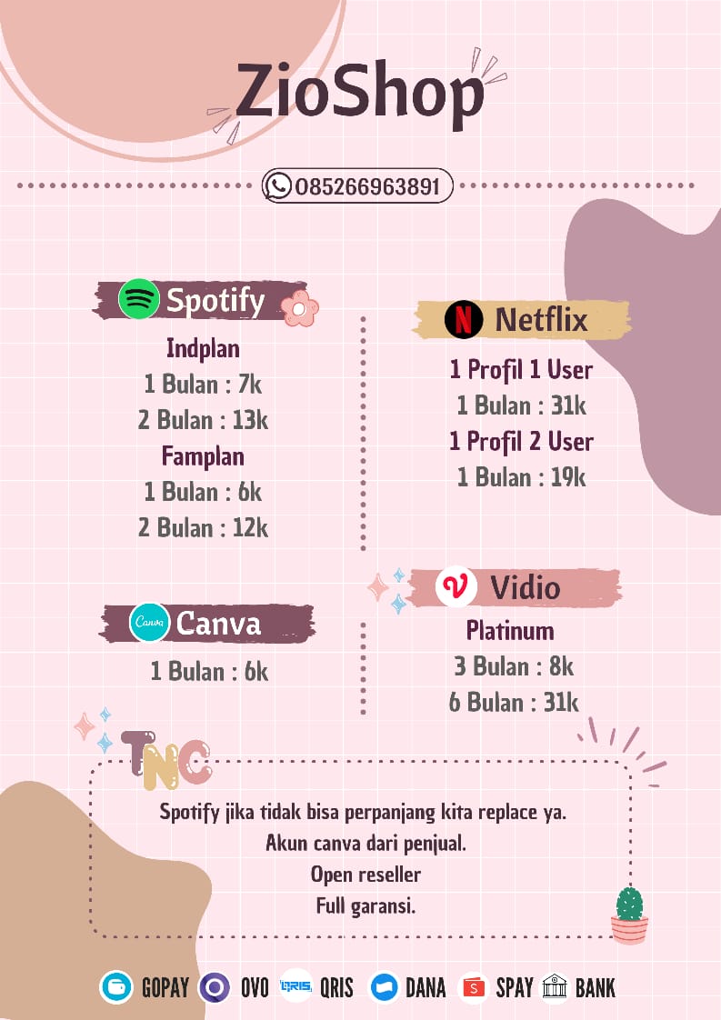 ZioShop ready Spotify, Netflix dll tweet media