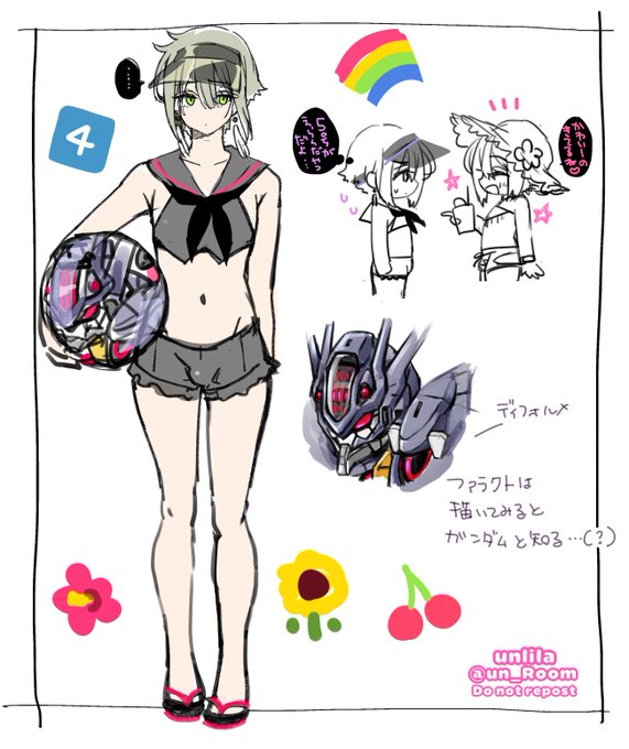 水着の4号、下書きは脚まで描いてたやつ+α 