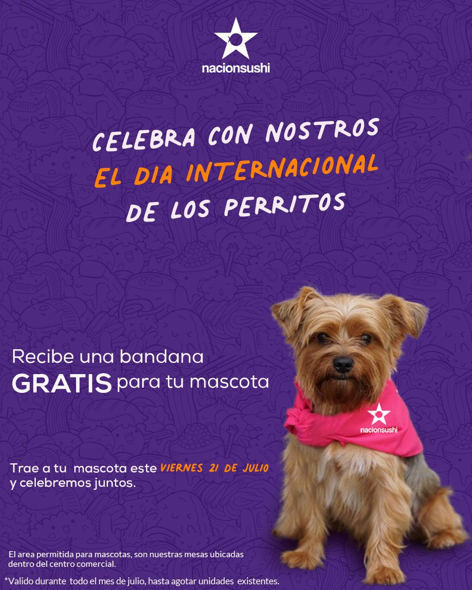 Este 21 de julio es el día perfecto para celebrar el amor perruno en Nacionsushi! 🎉 Disfruta de una experiencia única, donde el sushi y la ternura de los perritos se fusionan para crear momentos inolvidables. ¡Te esperamos con los brazos abiertos!🍣🐶😍#diamundialdelosperritos