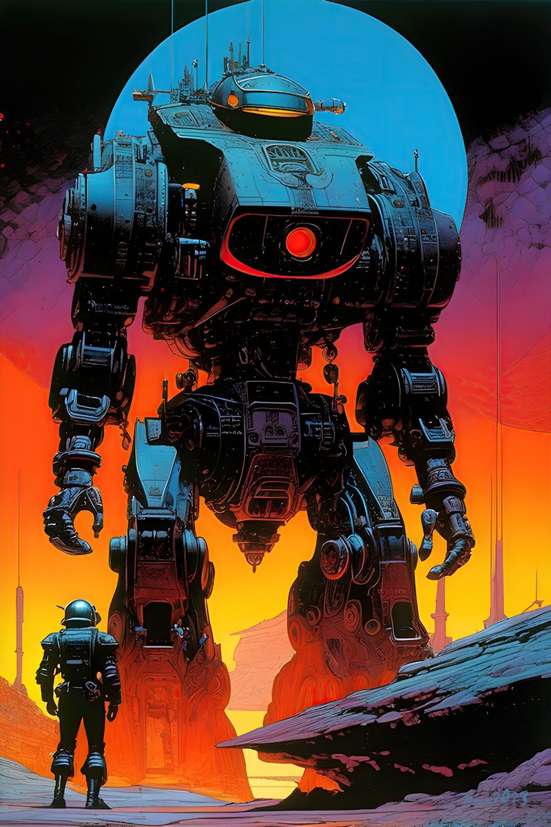 PBWells1's tweet photo. "Comrades"
Concept piece.
#pbwells #art #comicart #conceptart #digitalart #generativeart #Painter #PaintShop #ParticleShop #PlaygroundAI #StableDiffusion #Topazlabs #Gigapixel #mechwar #mech #robots https://t.co/mS3tUHHagg