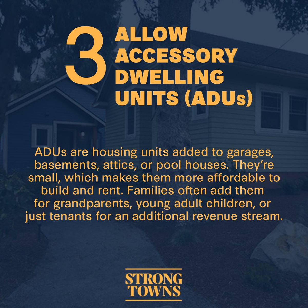 StrongTowns's tweet image. How can we make housing more affordable? Or downtowns more walkable? Neighborhood streets safe and accessible? Cities economically productive and resilient so they can fund services and infrastructure? Here are a few ideas to share with fellow residents and public officials! 1/2