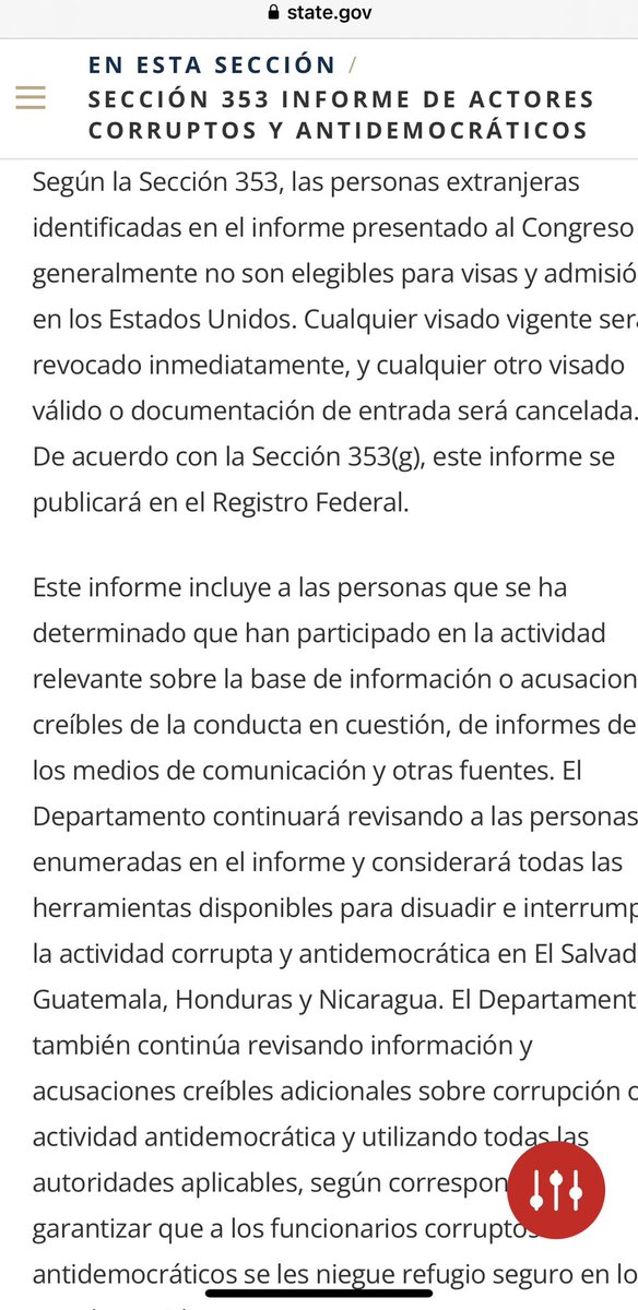 ManfredoGuate's tweet photo. 🚨URGENTE. Lista Engel de Guatemala.👁️👀🔍👇🏾
Sección 353 Informe de Actores Corruptos y Antidemocráticos: 2023
Informe al Congreso sobre personas extranjeras que a sabiendas han participado en acciones que socavan procesos o instituciones democráticas, corrupción significativa u obstrucción de investigaciones sobre tales actos de corrupción en El Salvador, Guatemala, Honduras y Nicaragua 22 USC 2277a(b): Sanciones específicas para combatir la corrupción en El Salvador, Guatemala, Honduras y Nicaragua.
Guatemala
📍Cinthia Edelmira Monterroso Gómez, una actual fiscal, socavó los procesos o instituciones democráticas al presentar cargos penales sin fundamento y con motivos políticos contra los periodistas por ejercer su libertad de expresión protegida por la ley guatemalteca.
📍Edgar Humberto Navarro Castro, expresidente del administrador del mercado mayorista de energía de Guatemala, se involucró en una corrupción significativa al proporcionar beneficios oficiales a cambio de sobornos y sobornos, a expensas de mejorar la eficiencia energética y tomar medidas efectivas contra el cambio climático.
📍Fredy Raul Orellana Letona, un juez actual, socavó los procesos o instituciones democráticas al autorizar cargos penales sin fundamento y por motivos políticos contra periodistas que ejercían su libertad de expresión protegida por la ley guatemalteca.
📍Gendri Rocael Reyes Mazariegos, ex ministro del interior, se involucró en una corrupción significativa.
📍Joviel Acevedo Ayala, actual jefe del Sindicato de Trabajadores de la Educación de Guatemala (STEG), se involucró en una corrupción significativa al proporcionar el apoyo político de STEG a cambio de sobornos de funcionarios públicos.
📍Jimi Rodolfo Bremer Ramírez, un juez actual, socavó los procesos o instituciones democráticas al autorizar cargos penales por motivos políticos contra periodistas por ejercer su libertad de expresión protegida por la ley guatemalteca.
📍Lesther Castellanos Rodas, ex juez y actual Relator Guatemalteca contra la Tortura, socavó los procesos o instituciones democráticas al tomar represalias contra un fiscal anticorrupción por presentar quejas administrativas sobre el manejo de un caso penal por parte de Castellanos.
📍Melvin Quijivix Vega, el actual presidente del Instituto Nacional de Electrificación, se involucró en una corrupción significativa al usar su posición y conexiones para dirigir indebida e ilegalmente contratos de contratación pública a empresas específicas, en varios casos a una empresa de su propiedad privada.
📍Omar Ricardo Barrios Osorio, el actual presidente de la junta directiva de la Comisión Portuaria Nacional, socavó los procesos o instituciones democráticas al conspirar para intimidar y acosar a un fiscal anticorrupción por denunciar la actividad corrupta.
📍Walter Ramiro Mazariegos Biolis, Rector de la Universidad de San Carlos, socavó los procesos o instituciones democráticas al aceptar el cargo de rector de la institución de educación pública en julio de 2022 después de un proceso de selección fraudulento.