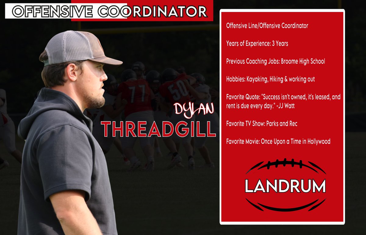 LandrumFootball's tweet photo. LETS MEET THE STAFF
Up 1st:
Dylan Threadgill https://t.co/AWeQxCtySW