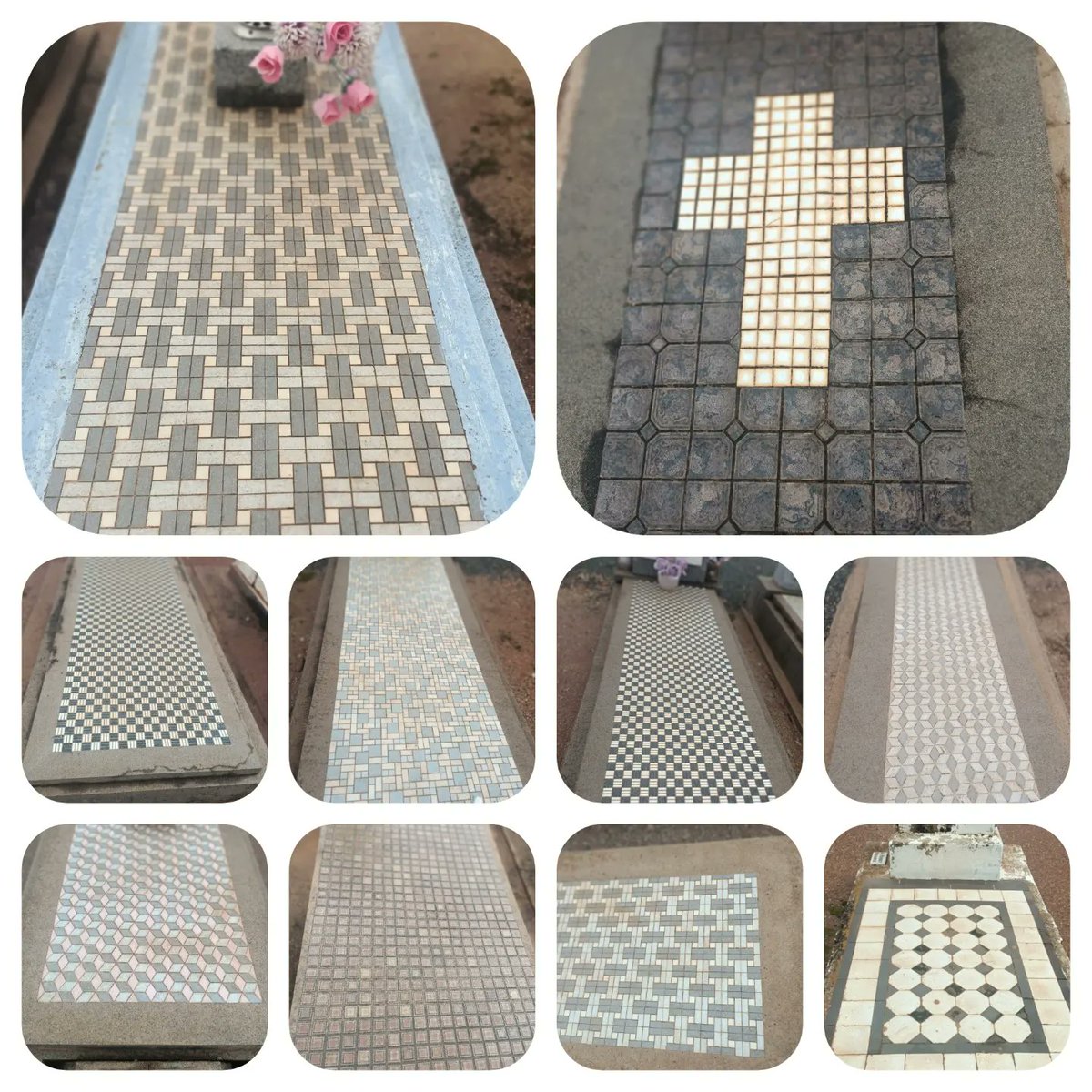Bottom_Drawer's tweet image. Tiled graves are beautiful. It wasn't uncommon for tiles to be used in the early to mid 1900s. I snapped these at #Cobar #Cemetery, central west NSW.