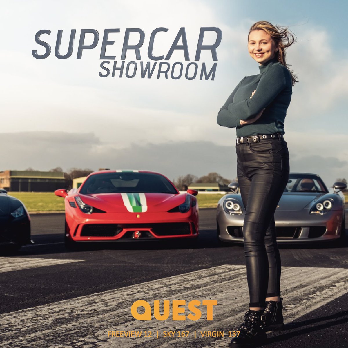 AirTV_UK's tweet photo. Don't miss another BRAND NEW episode of #supercarshowroom tonight! 
Ellie hits the runway on her first ever test drive, while Dean tries to convince a serial supercar swapper to buy an Audi R8. Meanwhile, star valeter Ollie becomes a dad.
Tonight at 9pm on @QuestTV. https://t.co/tSapGoNw21