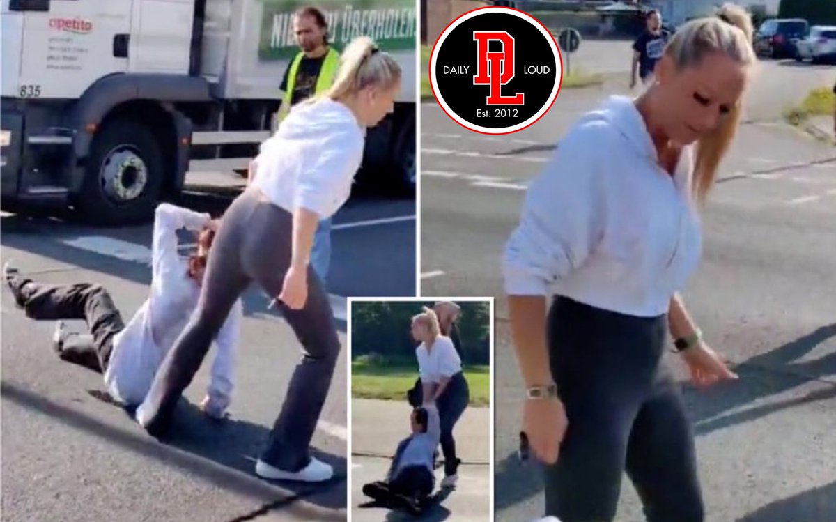 Woman drags activist by the hair to stop her from blocking traffic in Germany 😳