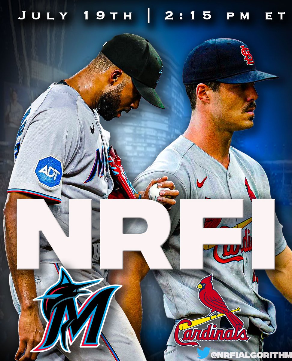 NRFIalgorithm's tweet image. 🚨July 19th: FREE NRFI of the day🔥⬇️

MIA MARLINS vs STL CARDINALS NRFI
•25.68 algorithmic score💻
•91.68/100 grade📊
•(-110) DraftKings👀
🏝️SANDY DAY, lets get it🏝️

📝READ my NRFI analysis w/ @OddsCheckerUS ➡️ tinyurl.com/STLMIA

✅❤️LIKE+RT below if TAILING❤️✅