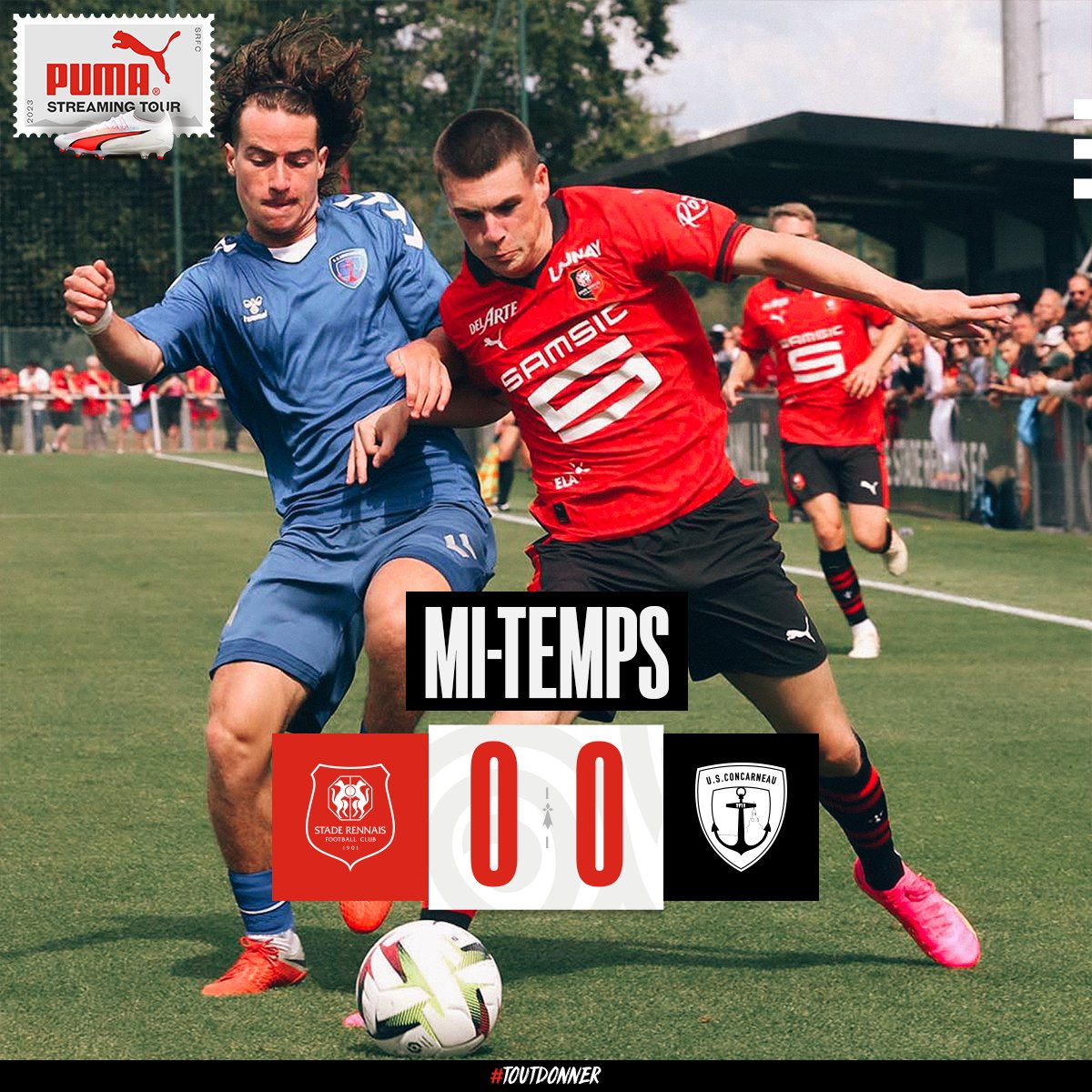 ⏱ C'est la pause. 

Les Rennais et les Thoniers sont dos à dos après un premier acte équilibré.

#SRFCUSC 0-0
