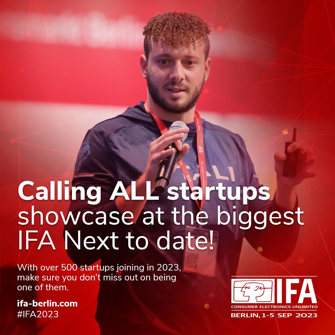 IFA_Berlin's tweet image. 🚀 Attention, trailblazing #startups! 
Seize the opportunity at #IFANext 2023, brought to you in collaboration with @thenextweb. 
Stand out in the dynamic startup landscape of Berlin and Europe! Prepare for a unique programme that includes demo days, pitch competitions,…