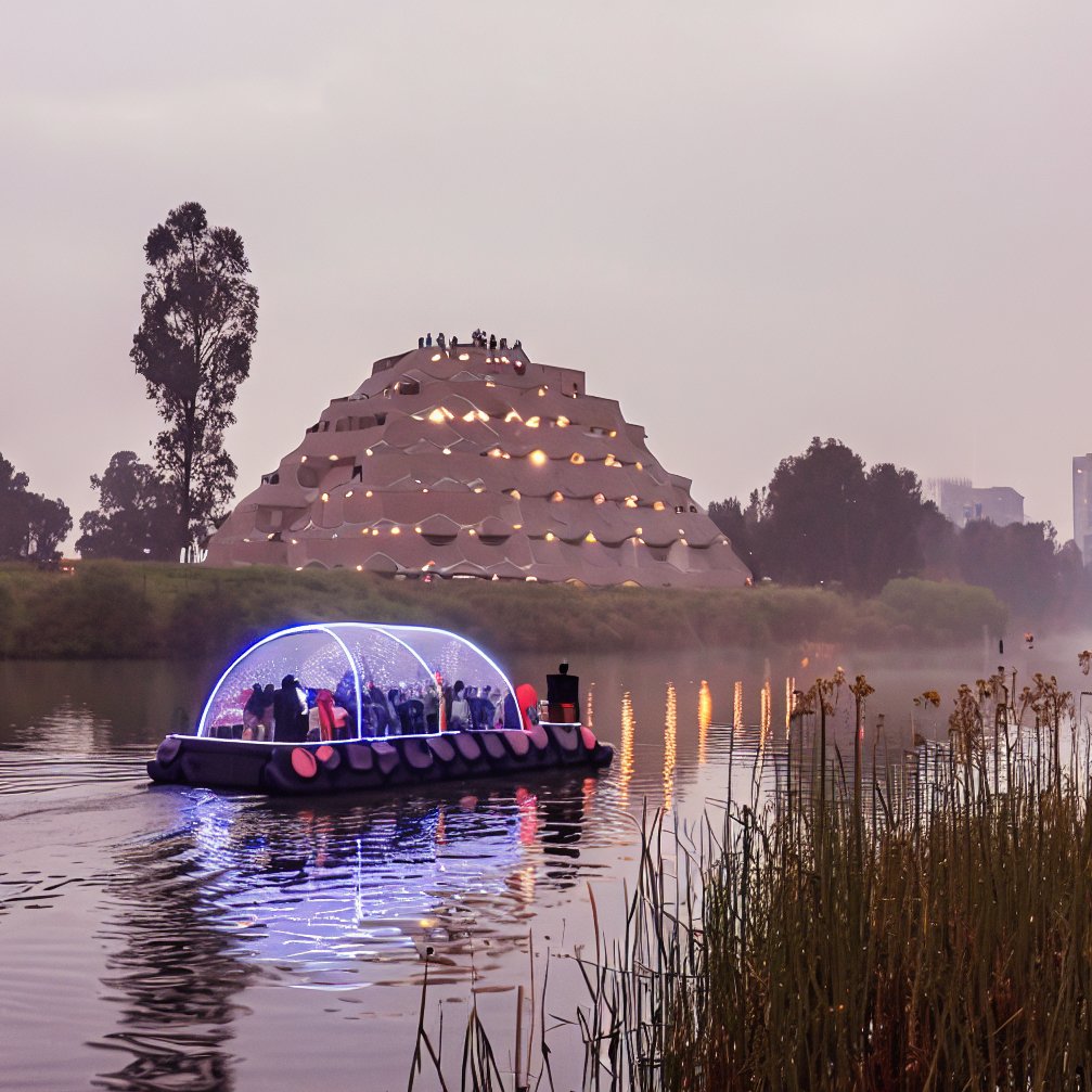 mutualismxs's tweet photo. Regenerated bodies of water allow for water based, self-navigating, solar-powered public transport.

#publictransport #watertransport #aiart #solarpunk https://t.co/hSNLMfjzoQ