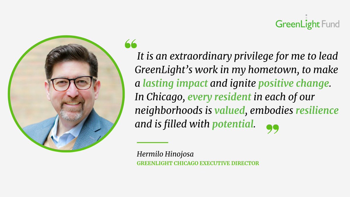 GreenLight_CHI's tweet image. We’re excited to announce GreenLight Chicago’s founding executive director Hermilo Hinojosa! Hermilo will lead GreenLight’s community-driven process in Chicago to address identified unmet needs. Learn more: bit.ly/3Ov9lj3