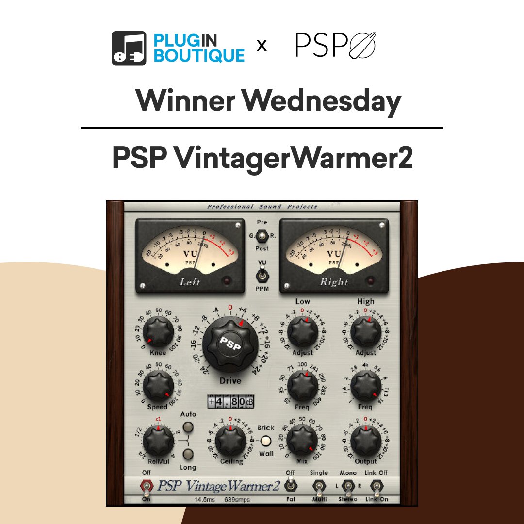 PluginBoutique's tweet image. 🎉 Giveaway Time 🎉
​
We have partnered up with @PSPaudioware to giveaway a copy of the legendary PSP VintageWarmer2. 

To enter, simply follow us -

@PluginBoutique

&amp;amp; retweet this tweet! ​ ​

​The winners will be announced next Wednesday