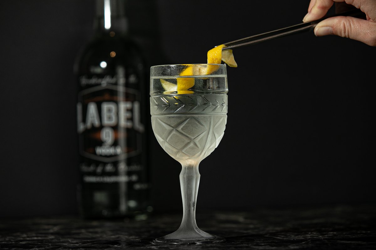 Label 9 is the perfect base for a Vodka Martini.
2oz Label 9 Vodka
1oz Noilly Prat Extra Dry Vermouth
3 dash Orange Bitters
Add ingredients to frozen mixing glass w/ ice. Stir 15-20 seconds, strain into chilled glass. Express lemon swath over cocktail.  #craftdistillery #cocktail