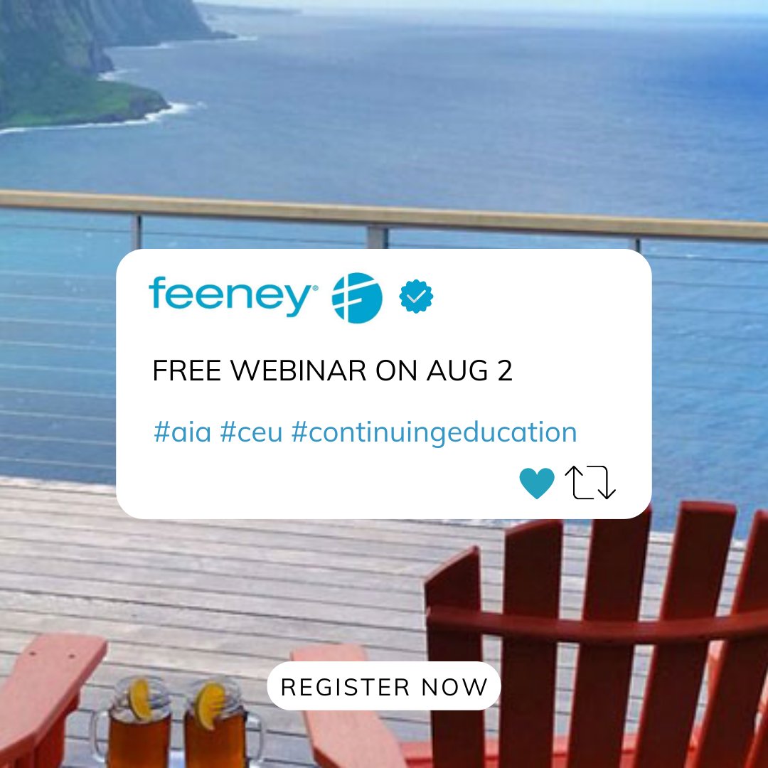AEC Daily (@aecdaily) on Twitter photo Join us for our FREE Live #Webinar on Versatile Aluminum Railing Systems: Quick to Install, Designed to Last sponsored by <a href="/FeeneyInc/">Feeney, Inc.</a> on August 2nd @ 11 am ET/8 am PT.
Register Now: signin.aecdaily.com/register/QYR56…
Save Your Spot & Join The Conversation!
#ceu #aia #continuingeducation Join us for our FREE Live #Webinar on Versatile Aluminum Railing Systems: Quick to Install, Designed to Last sponsored by <a href="/FeeneyInc/">Feeney, Inc.</a> on August 2nd @ 11 am ET/8 am PT.
Register Now: signin.aecdaily.com/register/QYR56…
Save Your Spot & Join The Conversation!
#ceu #aia #continuingeducation