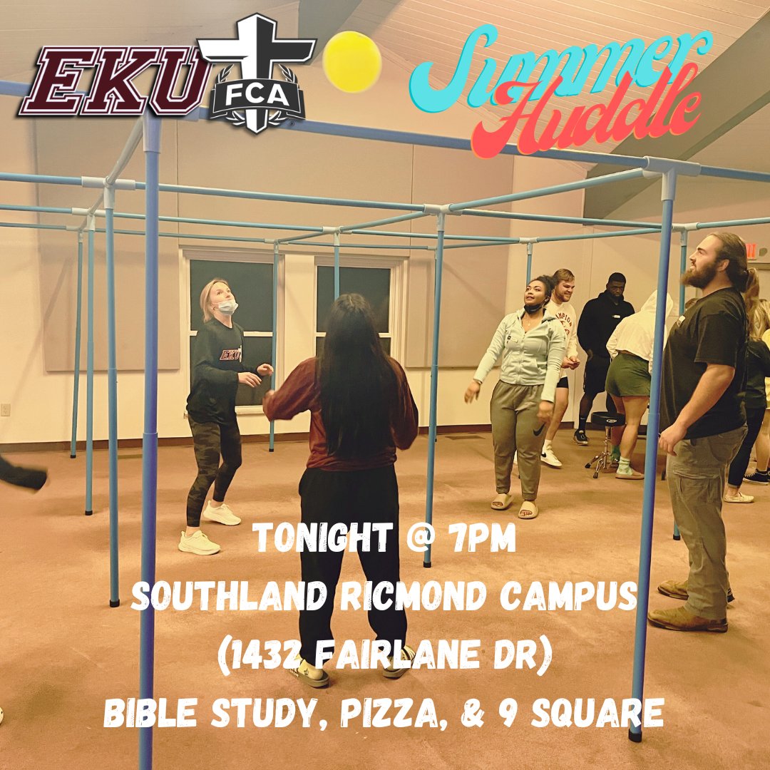 ekufca's tweet photo. Come join us tonight for our #SummerHuddle.  We will continue our Bible Study, but have a hang out time of pizza and 9 square after!  Even if you have to come late don't miss this! (1432 Fairlane DR @ 7pm!!) #GoBigE #ekufca #fcahuddle https://t.co/uZOqgBd2H9