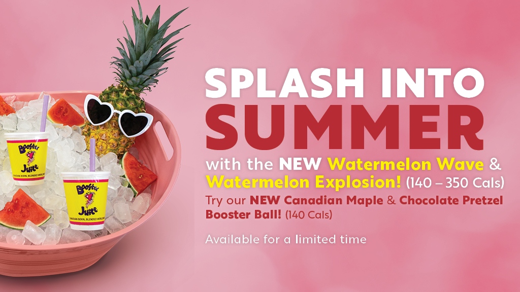 boosterjuice's tweet photo. Summer begins with the tasty blends of our NEW Watermelon Wave smoothie and the fan fave, Watermelon Explosion. Stay refreshed and get to sippin' all summer loooooooong!

#Time4Watermelon #SummerTime #WatermelonExplosion #WatermelonWave https://t.co/B4LiLCjNPt