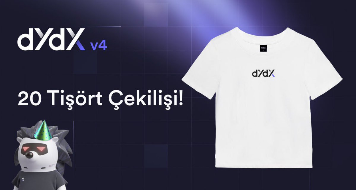 alpystatx's tweet photo. dYdX Zinciri’nin Cosmos altyapısındaki Herkese Açık Testnet’i hayırlı olsun 🫡

Bu güzel haber neticesinde partneri olduğum #dydx ile birlikte sizler için güzel bir çekiliş ayarladık. 

Aşağıdaki basit şartları yerine getiren garibanuslara 20 adet dYdX Tişört hediye ediyoruz 🤝

Katılım şartları:

1️⃣ @dYdXTurkiye ve @alpystatics hesabını takip edin.
2️⃣ Tweeti RT yapın.
3️⃣ Tweeti beğenin.

🗓 Kazananları 2 gün sonra açıklarım.

Hepinize bol şans aşkolar 😘