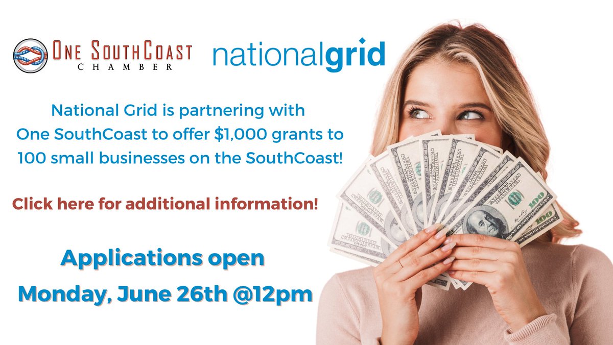 National Grid is partnering with One SouthCoast Chamber to offer $1,000 grants to 100 small businesses on the SouthCoast. Learn More: https://t.co/yVg2gYmRxt https://t.co/DeeKqJDQDO