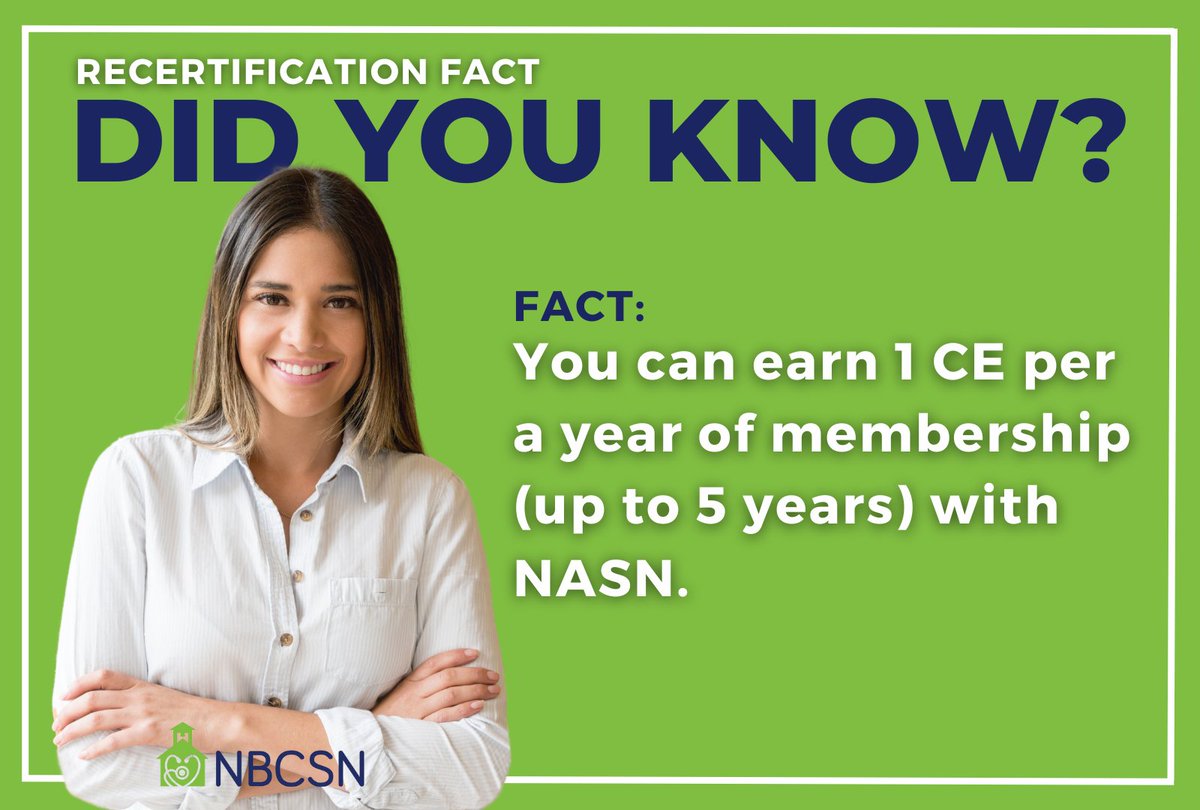 Earn your CE credit by becoming a member today!
NASN membership: 👉ow.ly/bFT350Pem9z 

The National Association of School Nurses <a href="/schoolnurses/">NASN, Inc.</a> mission is to optimize student health and learning by advancing school nursing practice. 

#NCSN #NationallyCertified #schoolnurse