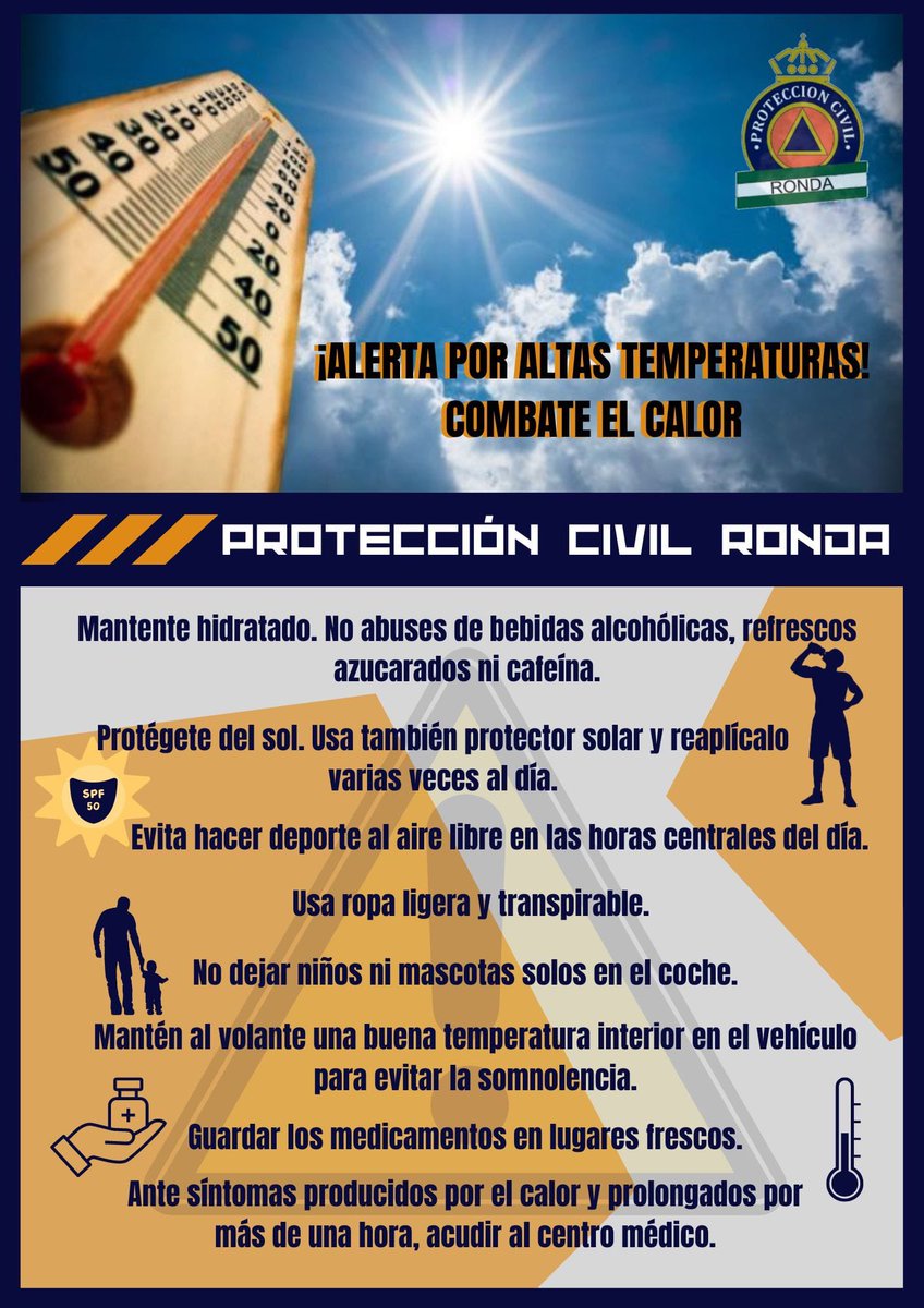 ProtCivilRonda's tweet photo. 🔸Algunas recomendaciones para combatir la calor 🔥 https://t.co/rr8At0w41l