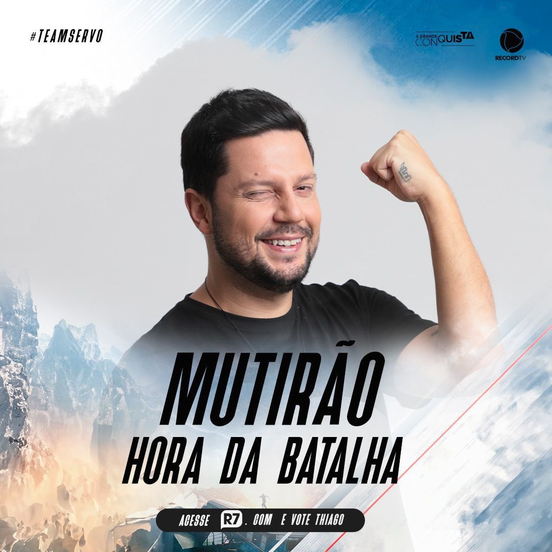 euthiagoservo's tweet photo. 🚀MUTIRÃO HORA DA BATALHA INICIADO🚀

⚠A CADA 30 VOTOS DEIXE UM EMOJI NESSE TWEET!
🎯META: 2000 Replies;
⏳ENCERRA ÁS 14Hrs;
🚨O VOTO É PARA GANHAR, PORTANTO VOTE NO THIAGO!
🤫Foco no R7, sem divisão de votos.
📲LINK: https://t.co/EPqYbQOldg https://t.co/h3eBANci1K