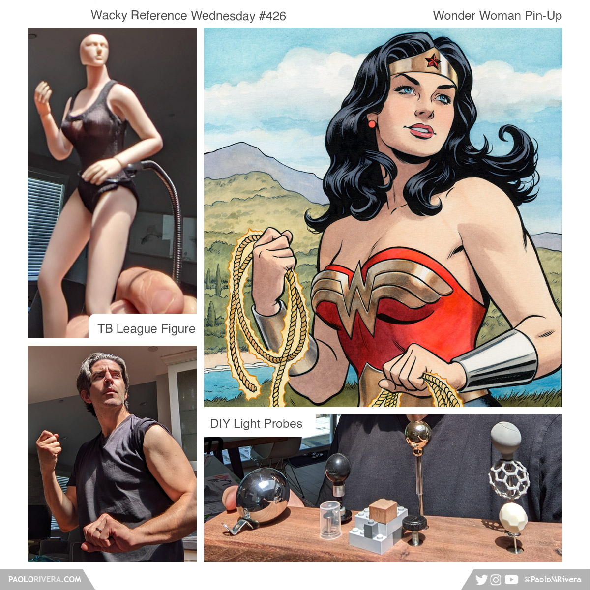 PaoloMRivera's tweet photo. #WackyReferenceWed No. 426 β #WonderWoman Pin-Up. Details and process at https://t.co/P7iNFmSPvz https://t.co/JB8kBIlUPK