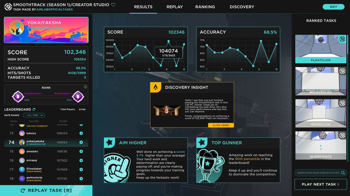 🚀 Aimlabs 1.2 Patch is LIVE! 🚀

Here's what's new:

🔵In-game Profile Customization
🔵Results Screen Improvements
🔵Discovery UI &amp; Functionality Upgrades
🔵Member-Discounted Shop
🛠️Additional Improvements &amp; Bug Fixes