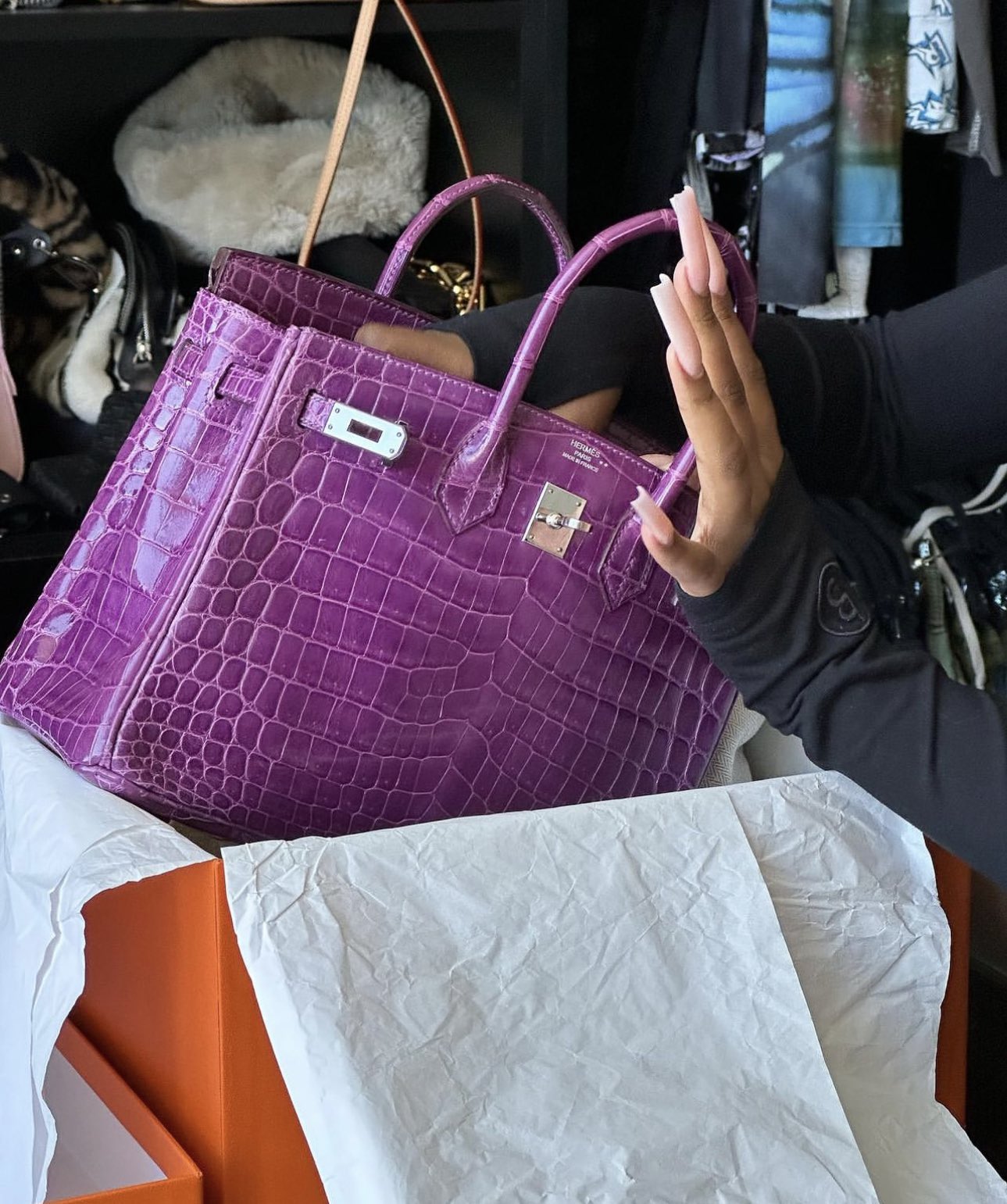 hermes purple crocodile birkin