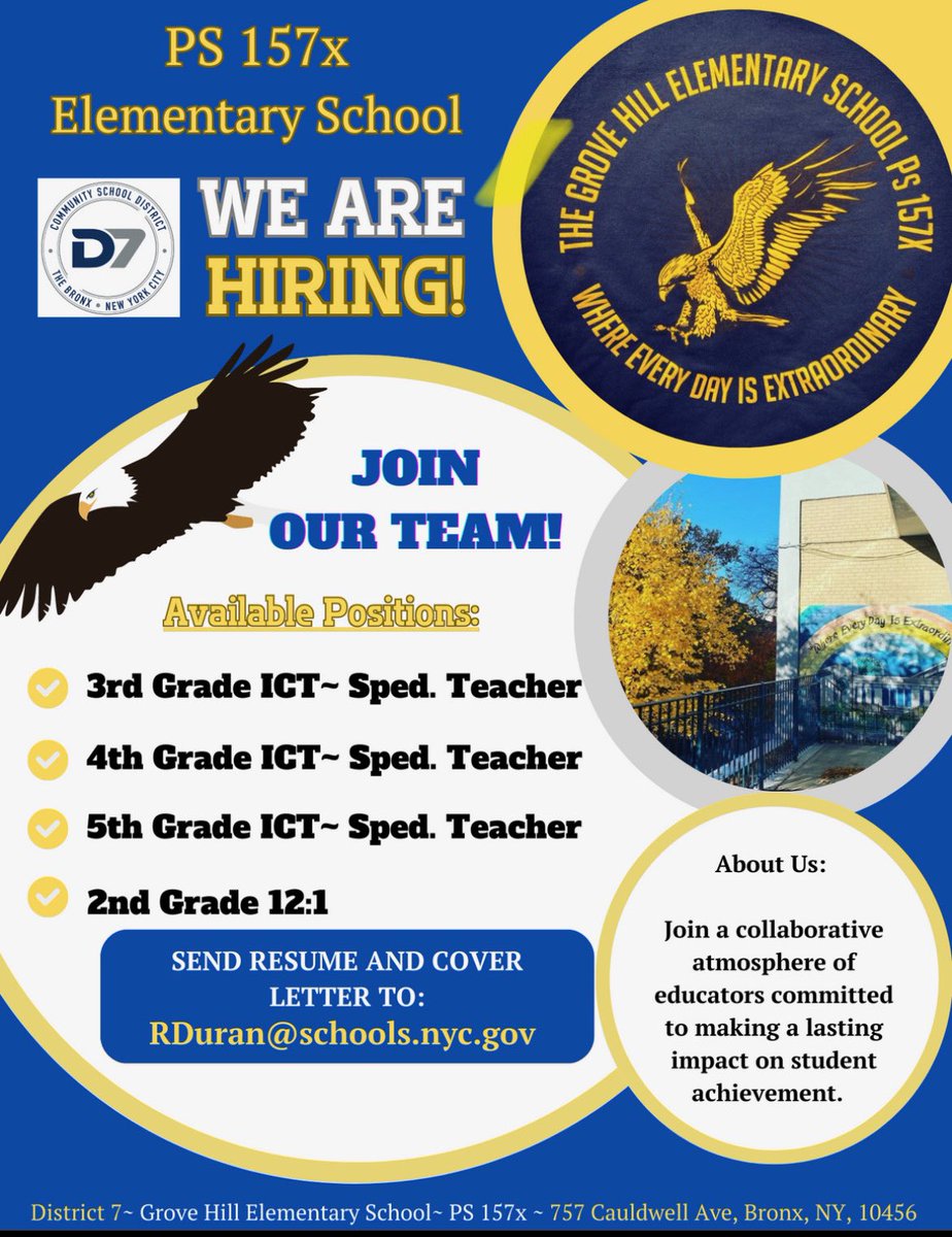 Looking for great teachers to join a great school community!  🦅