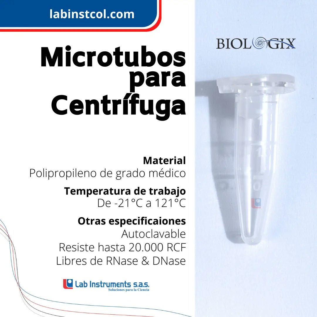 LabInstrumentsC's tweet photo. 🔴 Solución 🔵 Los microtubos para centrífuga @BiologixGroup ofrecen una excelente resistencia a altas velocidades de centrifugación y a condiciones extremas de temperatura, asegurando la integridad de sus muestras. #microtubo #quimicos #quimica #investigador #ciencia #Biologix https://t.co/Vu9UckeCI8