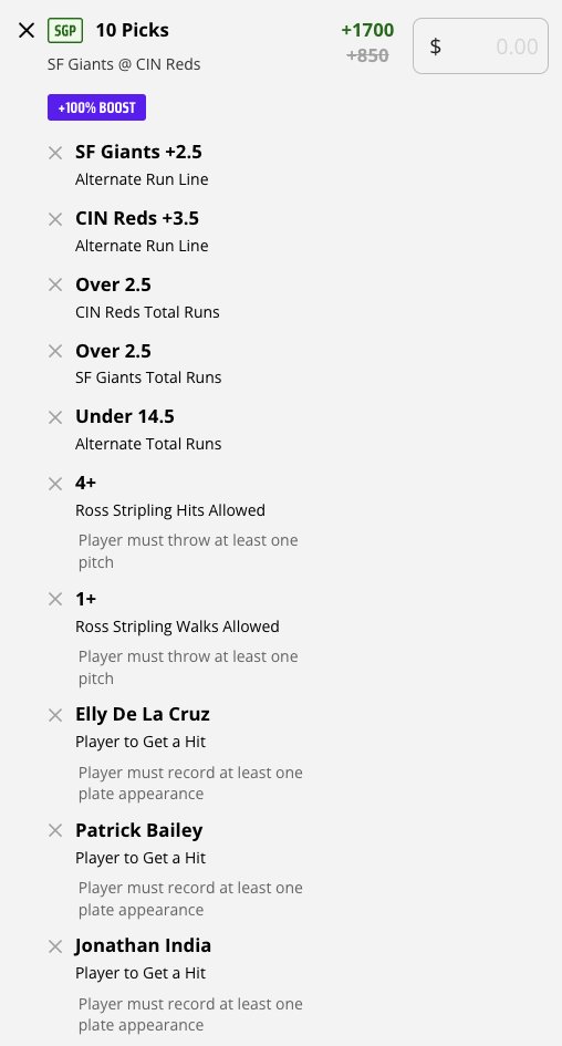 rogwilerson's tweet photo. @DKSportsbook Draftkings MLB stepped up same game parlay SGP boost https://t.co/DjnyQ7xxy0