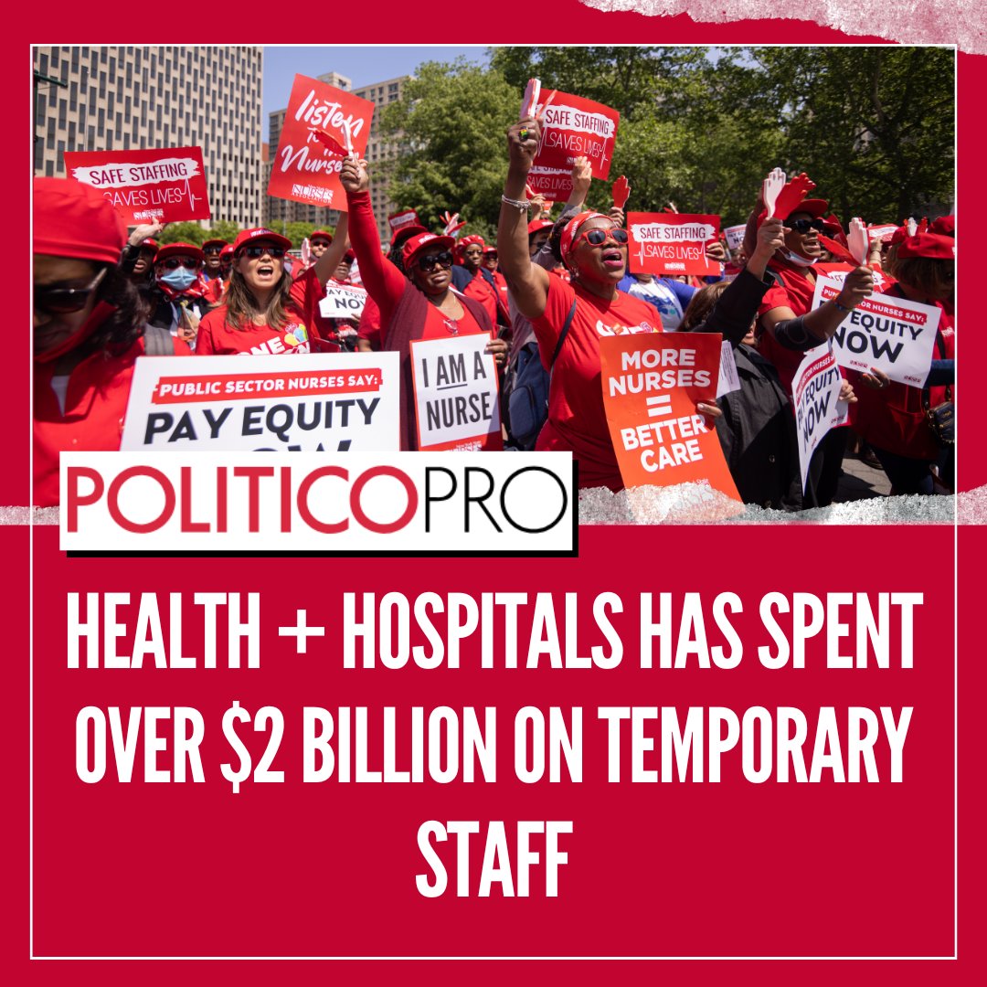 '@nychealthsystem's overreliance on temp travel nurses to staff our city's public health system has only grown to more unsustainable levels since the beginning of the COVID-19 pandemic. The city needs to invest in its homegrown staff nurses to achieve equity and quality care.”